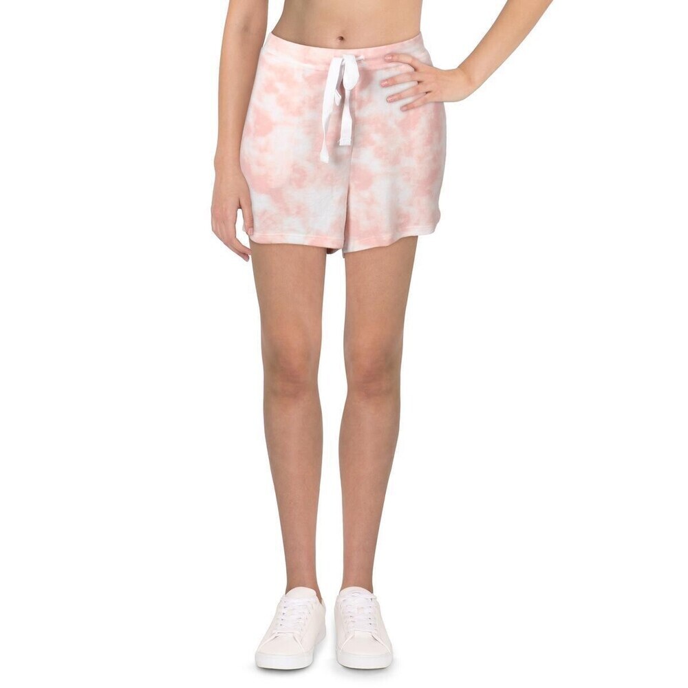 2LIV Women's Fleece Drawstring Casual Shorts In Pink Tie Dye Size M